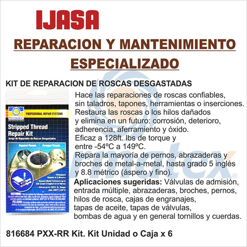 Kit Reparacion De Roscas Desgastadas