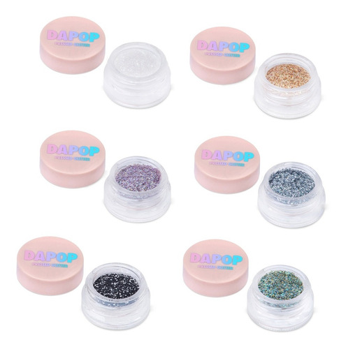 Combo X 6 Sombras Ojos Glitter Prensado- Dapop Original