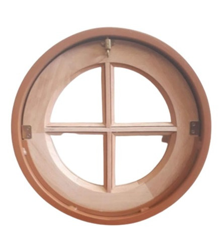 Ventana Ojo De Buey Con Marco De Chapa Y Hoja De Madera 45cm