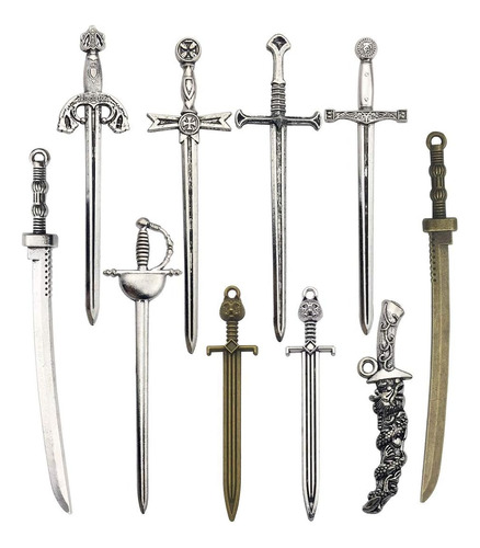 Colección De Dijes De Espadas Katana,   De Metal Manua...