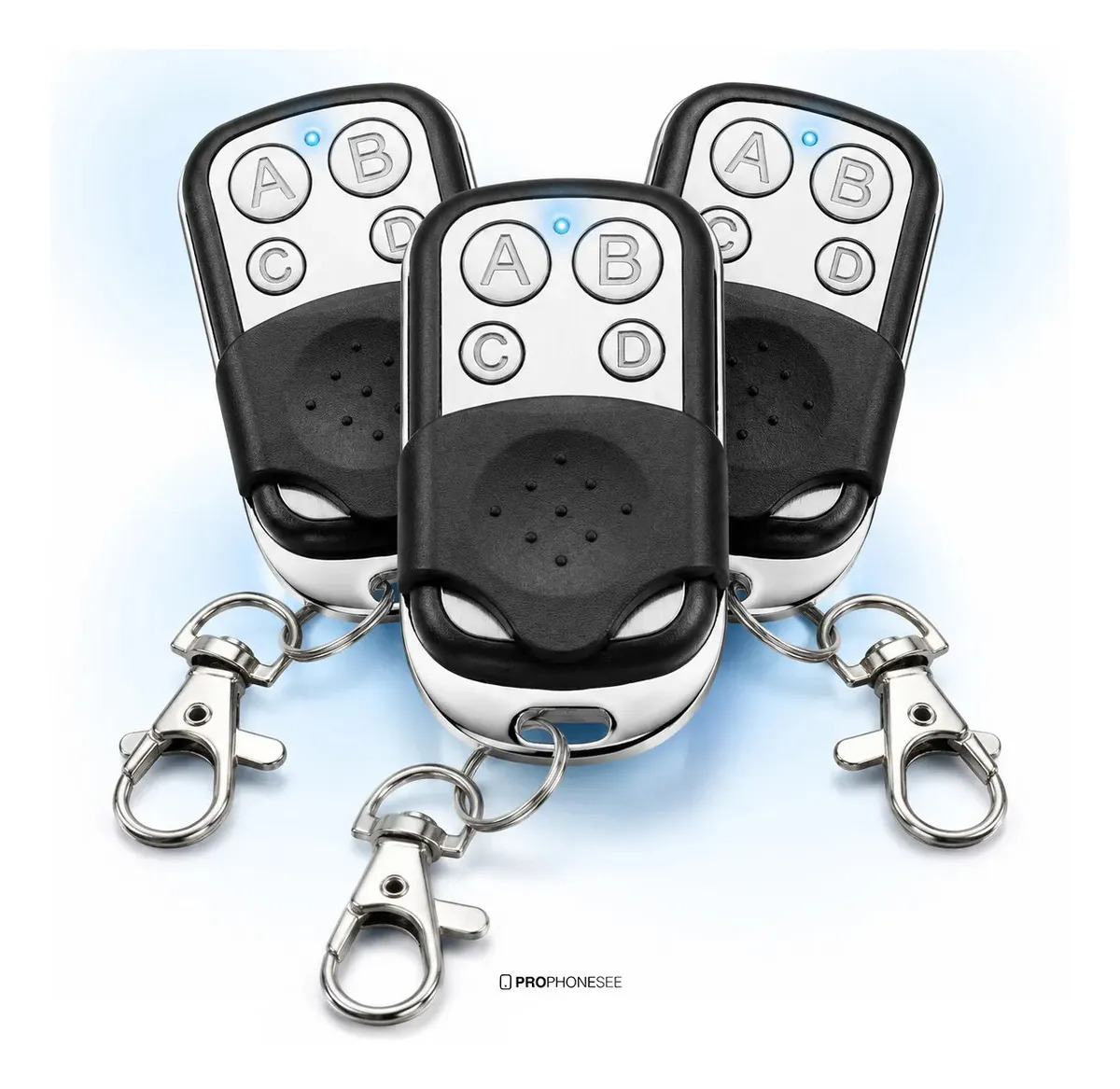 Kit C/ 3 Controles Remoto Universal C/ 4 Botões 433mhz Rf Compatível C/ Dispositivo Para Mega Controle Portão Eletrônico Automático Garagem Alarme Porta Residencial Cerca Elétrica Pro Phone See