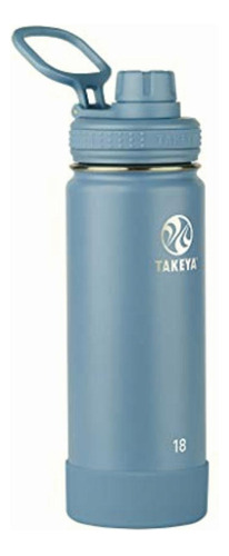 Takeya Actives Botella De Agua De Acero Inoxidable Aislada Color Piedra Azul