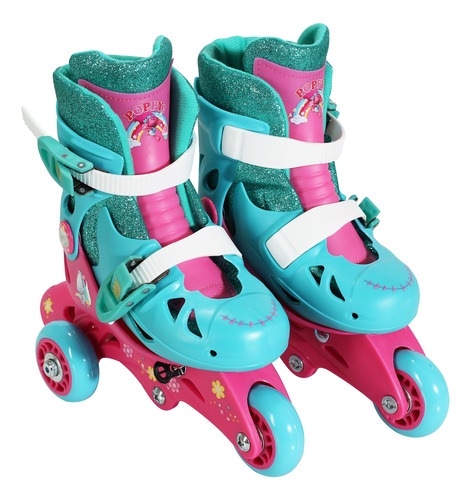 Playwheels Trolls Convertible 2-in-1 Skates, Junior Size 6-.