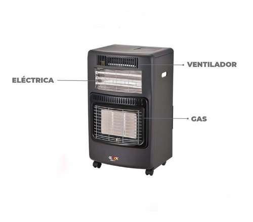 Imagen 3 de 6 de Estufa / Calefactor Hibrida Gas Infrarrojo - 15kg Glück Gris