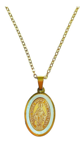 Colgante Medalla Virgen Maria Nacar Chapada En Oro 18k Amor