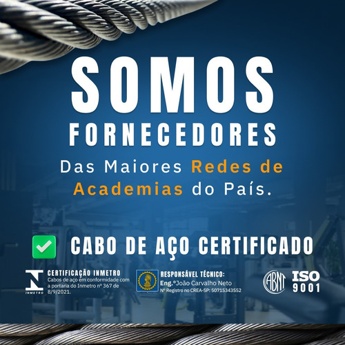 50 Metros Cabo Aço 1/8 Aa Revestido Nylon P/ Academia 6x19
