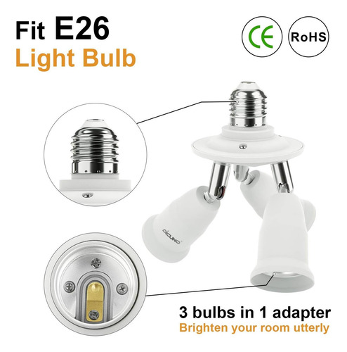Dicuno 3 En 1 E26 Adaptador De Divisor De Encendido De Luz A