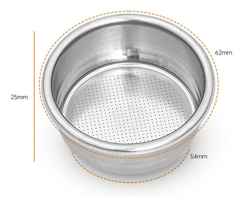 Filtro De Café De Acero Inoxidable, Taza Con 54mm X 25mm