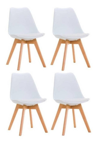 Silla de comedor Virke Tulip, estructura color blanco, 4 unidades