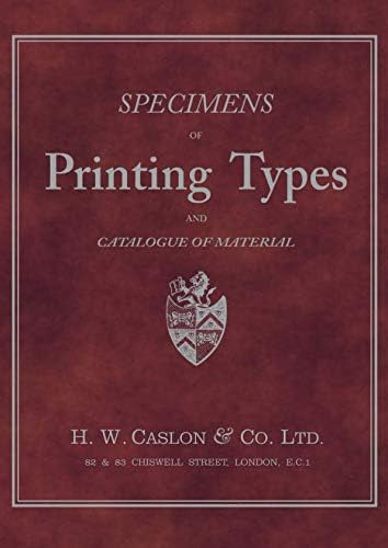 Libro: Specimens Of Printing Type 1922: H.w. Caslon & Co Ltd