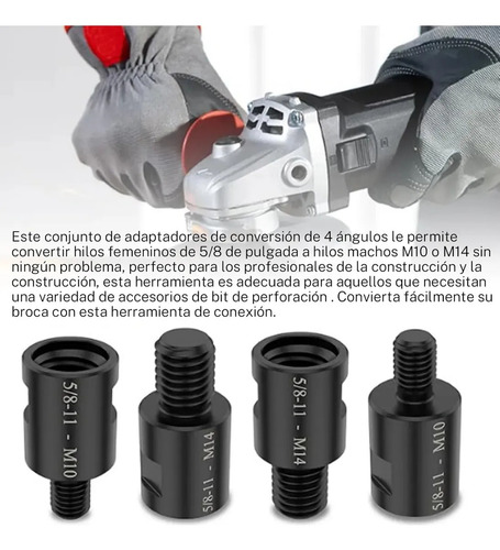 Adaptador De Amoladora Angular Convertidor De Amoladora Angu | 5/8 -11 Hembra A M14/m10 Macho, Accesorios Interfaz Roscada Para Pulidora, Broca Y Herramientas De Conexión