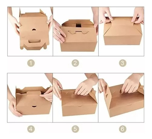 Cajas Kraft20 Comida Delivery Carton 21,8x14,9x12cm Armables
