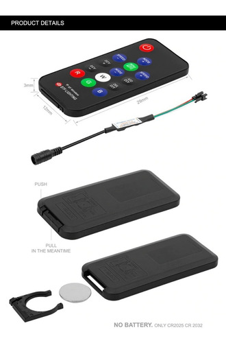 Imagen 2 de 5 de Control Remoto Para Cintas Led Ws2812b Rf