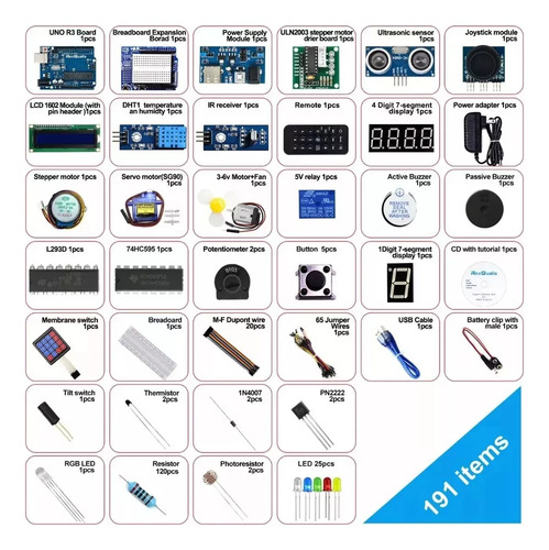 Kit De Electronica Compatible Arduino Uno R3 Placa