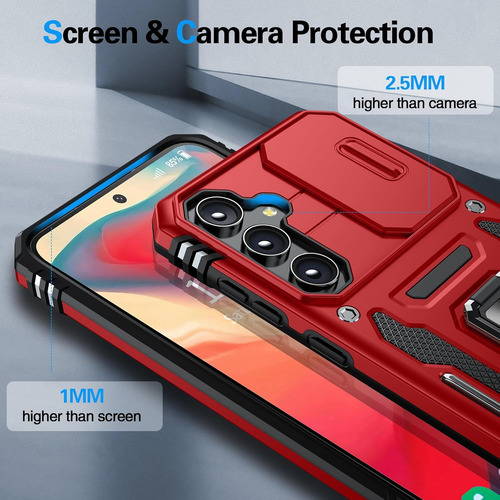 Funda Uso Rudo Cámara Para Galaxy S23 Fe Carcasa+mica Rojo Samsung Galaxy S23 Fe/fan Edition