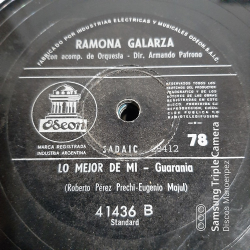 Pasta Ramona Galarza Orq Armando Patrono Odeon C164