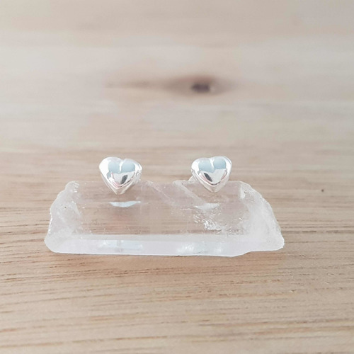 Aros Mini Cora Corazones Bombé 5mm Plata 925