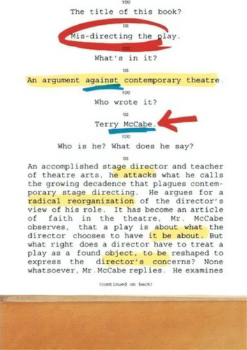 Mis-directing The Play : An Argument Against Contemporary Theatre, De Terry Mccabe. Editorial Ivan R Dee, Inc, Tapa Blanda En Inglés