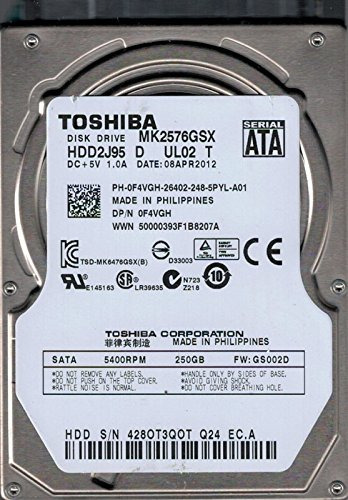 Mk2576gsx Hdd2j95 D Ul02 T Filipinas 250 Gb Toshiba