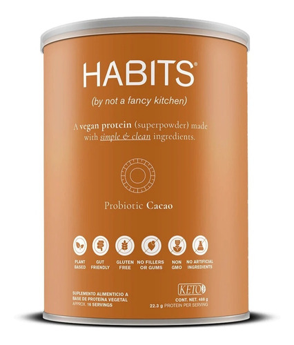 Proteína Habits Vegana Sabor Cacao 488 G