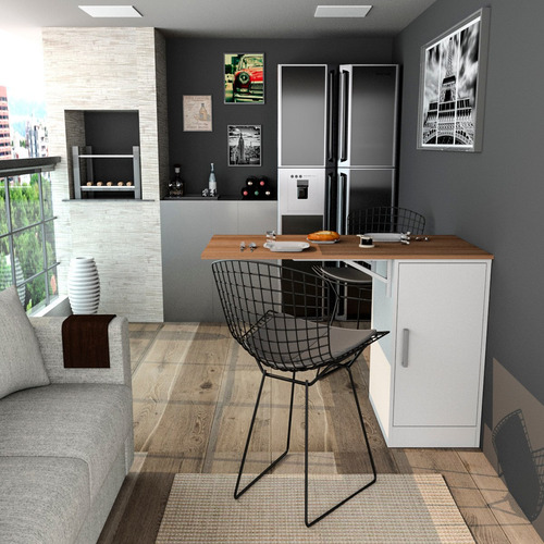 Imagen 2 de 10 de Armario Auxiliar Con Mesa / Barra Plegable / Desayunador