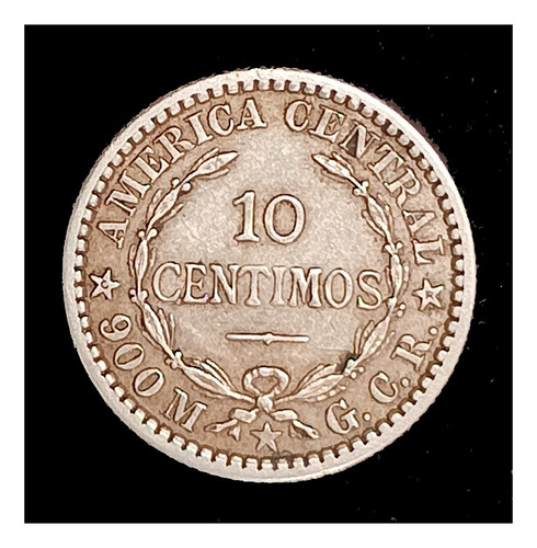 Costa Rica 10 Céntimos 1905 Excelente Plata Km 145