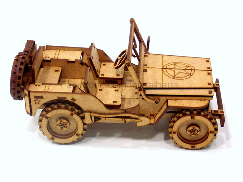 Jeep Willys. Quebra Cabeça 3d. Gigante 6mm Em Mdf