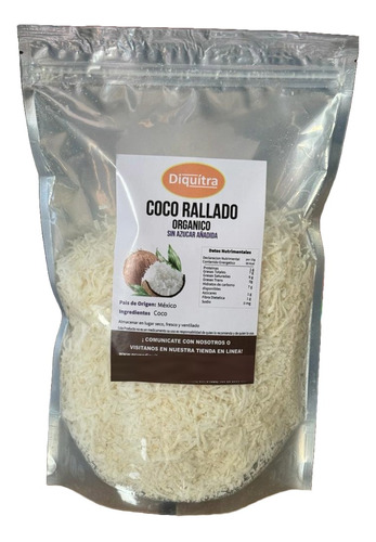 Coco Rallado Orgánico Sin Azúcar Añadida Vegano 100 Gramos  