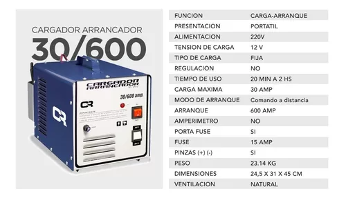 Arrancador de batería 12 v 600 amp