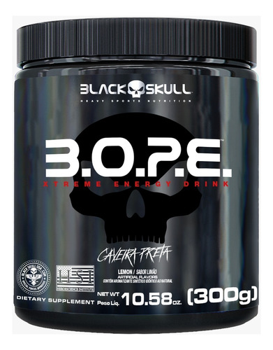 Pré Treino Bope 300g - Caveira Preta - Black Skull Sabor Limão