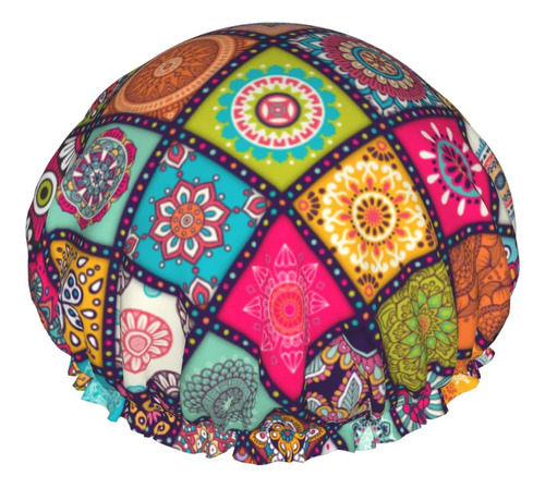 Mandala Gorro De Ducha Elastico Reutilizable Doble Capa Gorr