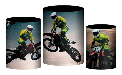 Trio Capas Cilindros Sublimado Motocross Tecido Veste Fácil