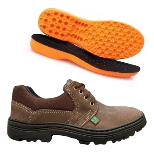 Sapato Segurança Botina Amarrar Bico + Palmilha Conforto