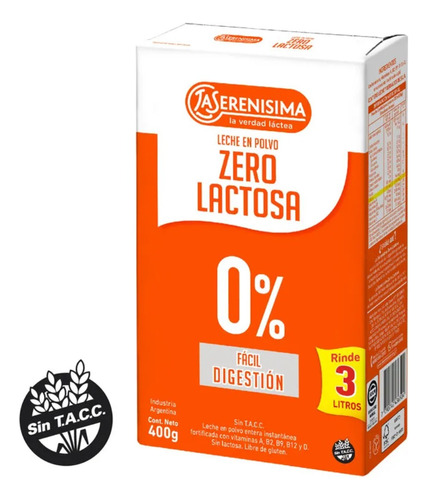 Leche En Polvo Zero Lactosa 0% La Serenisima Caja 400 G