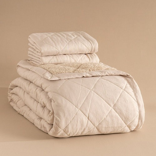 Cubrecama Quilt Chiporro Sherpa 2 Plazas Reversible Colores