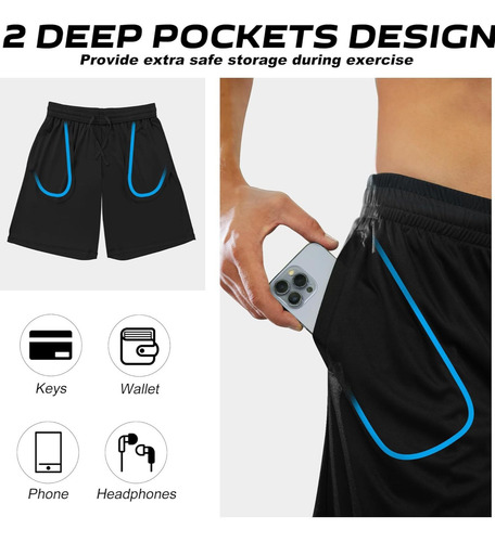 Shorts Suelto Licra Hombre Bolsa Para Celular Gimnasio Moda