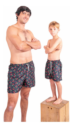 Short De Baño Niño Microfibra Con Sosten Red Cherry Envio