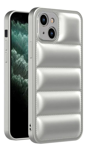 Funda Para iPhone 14 Puffer Tpu Silver + Vidrio