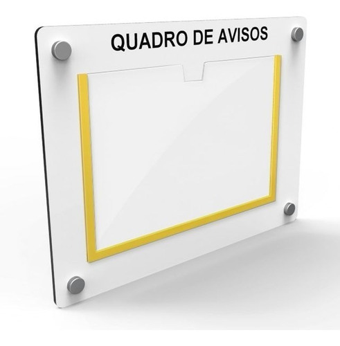 Quadro De Aviso E Gestão Mdf Com 1 Display A4 Em Acrílico