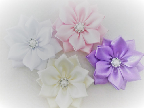 Imagen 2 de 5 de Combo De Flores En Cinta Y Tela Para Lazos, Diademas, Etc