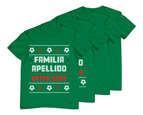 Kit 4 Playeras Personalizada - Familiar- Apellido-qatar 2022