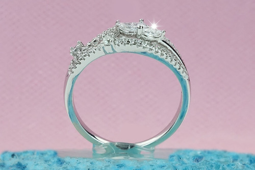 Imagen 5 de 9 de Anillo Flor Regalo Novia Promesa Compromiso Oro Blanco 18 *