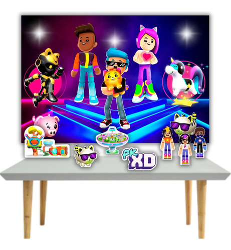 Kit Painel Poli Banner 1x1,40 M + Displays Festa Game Pkxd