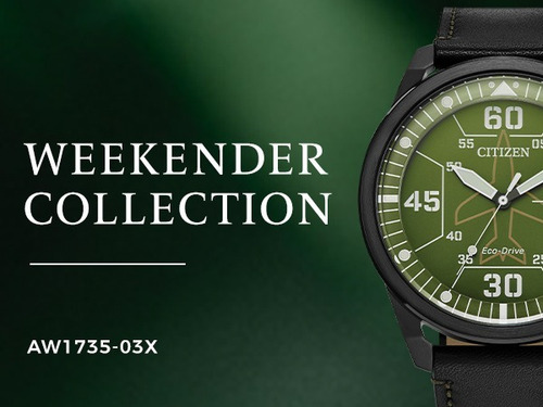 Reloj Citizen Avion Aw1735-03x Original Caballero Color De La Correa Negro Color Del Bisel Negro Color Del Fondo Verde