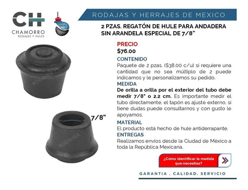 Regatón Tapón Para Andadera De Hule 7/8 Especial (2 Piezas)