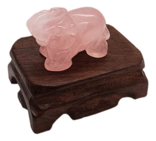 Figura De Cristal De Elefante De Cuarzo Rosa, Adorno Tallado