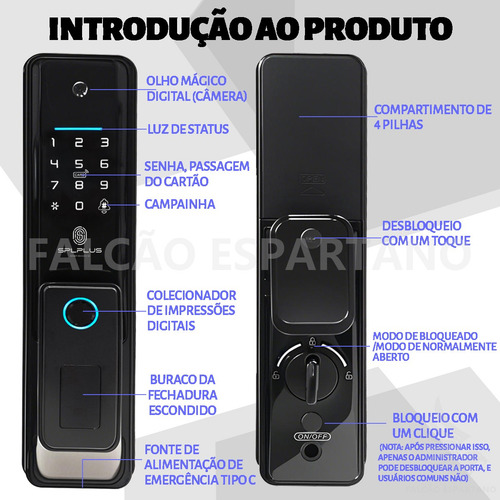 Fechadura Eletronica Biometria Com Câmera Wifi Facial App