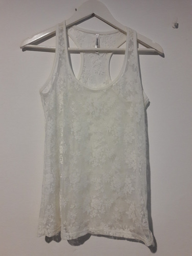 Musculosa Blanca De Encaje Bershka Talle M