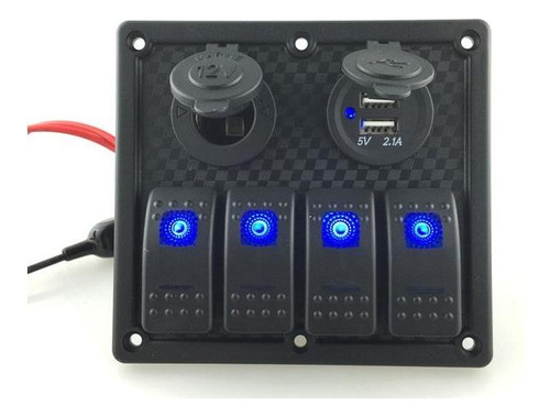 Panel De Control 4 Sockets Con Voltímetro Y Usb  Volcano Col