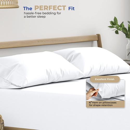 Funda Para Almohada De Algodon Tamaño King Color Blanco 2 Pz